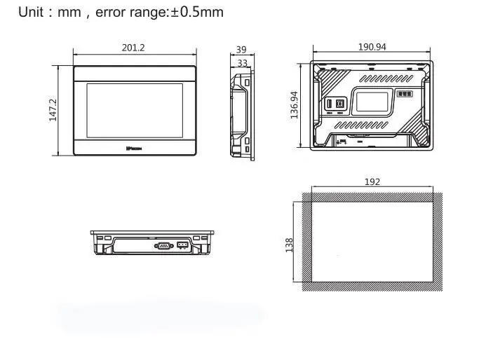 Wecon PI3070IG-O HMI 터치 스크린 7 인치 800x480 1 x 이더넷 신