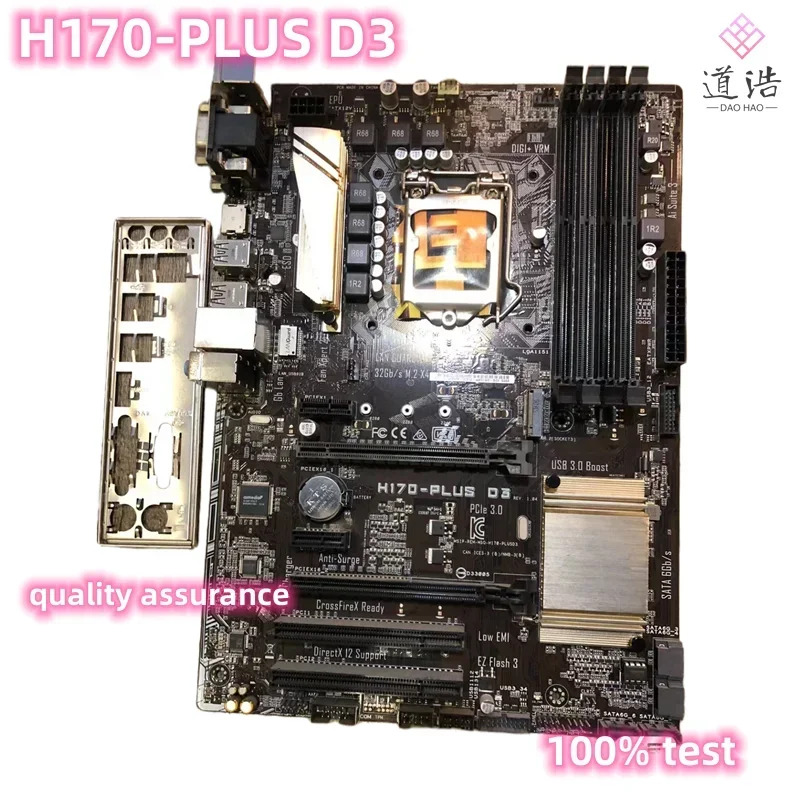H170-PLUS D3 마더보드64GB M.2 DVI VGA HDMI PCI-E3.0 2xPCI LGA 1151 DDR3 H170 메인보드 완전 작동 리퍼