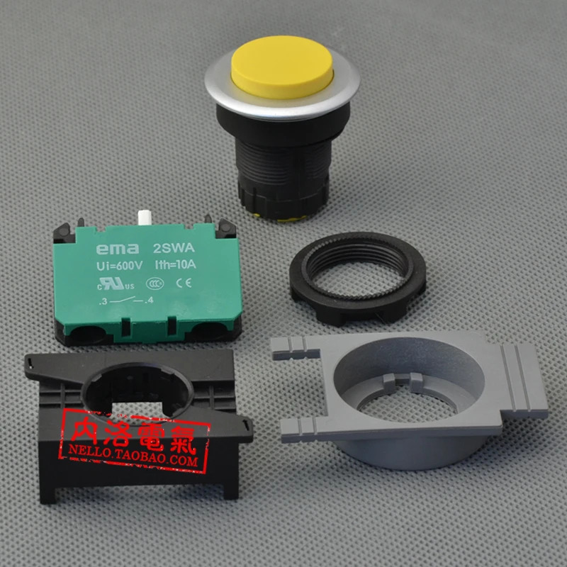 SAEMA 30mm 조명 푸시 버튼 스위치 자체 재설정 E3P2 x 레드 옐로우 블루 블랙 1NO/1NC 없음-10