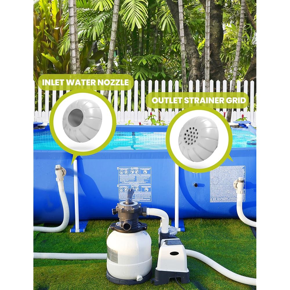 서머버디 지상 풀 부품, 플런저 밸브가 있는 Intex / Bestway Coleman 교체용 펌프 1.5인치 출구 스트레이너 및 입구 노즐, 모래 펌프용 호스 어댑터(회색) - 상세 이미지 2