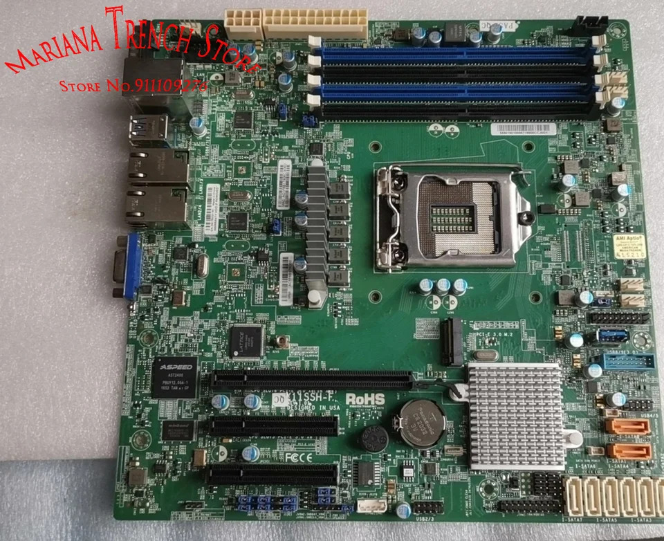 슈퍼마이크로 마더보드X11SSH-F LGA1151 E3-1200 v6/v5 프로세서 7 세대 6 코어 i3 시리즈 M.2 GbE LAN i210-AT 포함