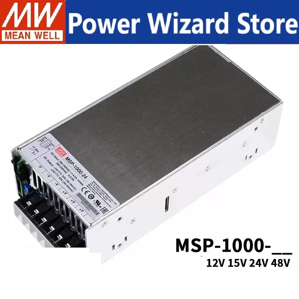 MEAN WELL MSP-1000 MSP-1000-12 MSP-1000-15 MSP-1000-24 MSP-1000-48 저누설 전류 PFC 원격 제어 공급 장치
