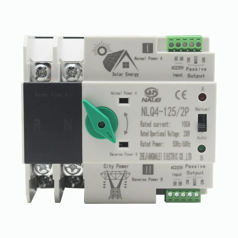 ATS 태양광 인버터 230V 스위칭 비연속 이전원 자동 전환 스위치 NLQ4-125/2p