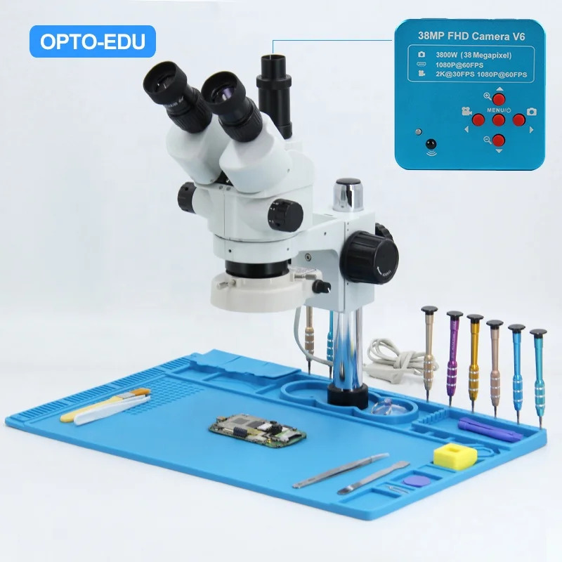 OPTO-EDU A23.1503 줌 스테레오 현미경 lcd를 복구하는 스마트 폰