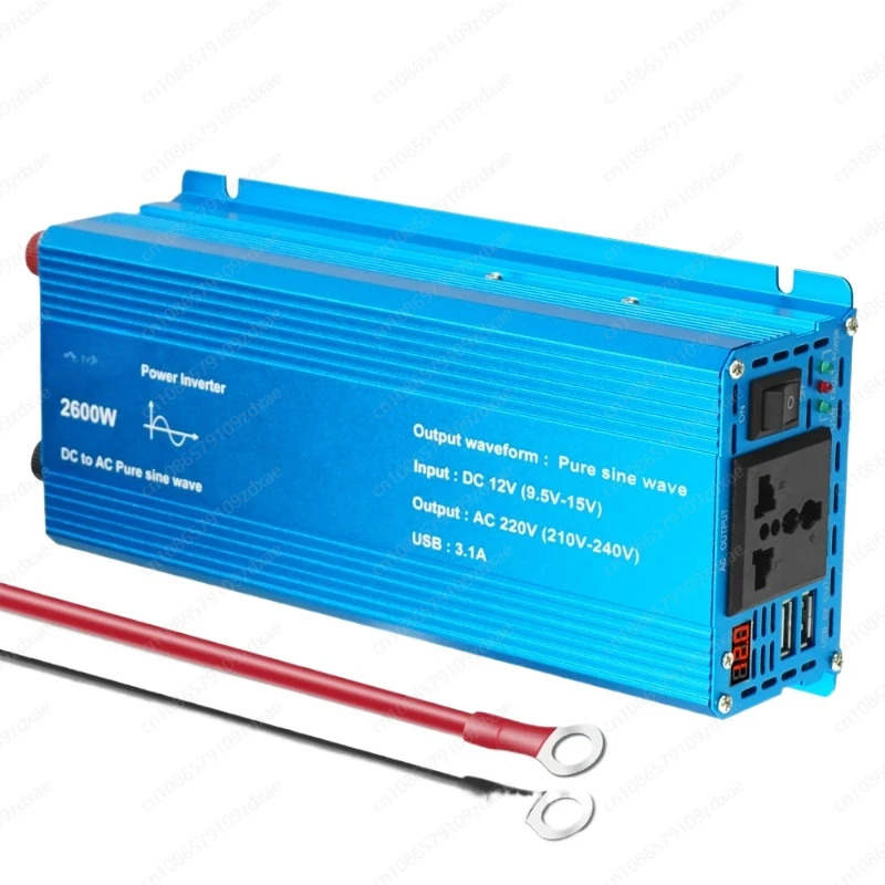 순수 사인파 DC 12V 220V 속도 피크 전력 자동차 플매트 카펫 러그 인버터 어댑터 3.1A USB 충전 1300W/2600W
