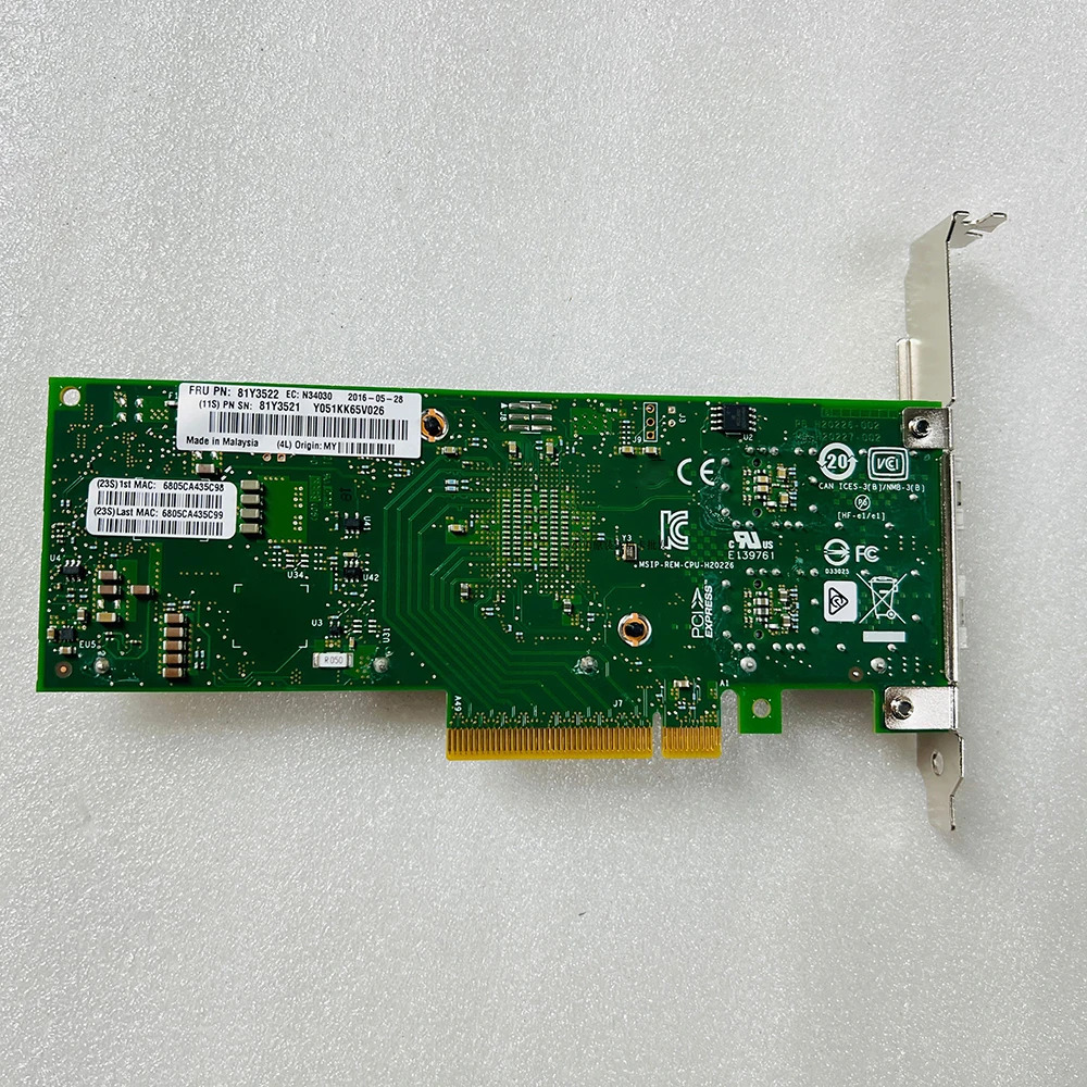 X710-DA2 듀얼기가비트 광섬유 네트워크 카드 81Y3522 7ZT7A00537 01DA902
