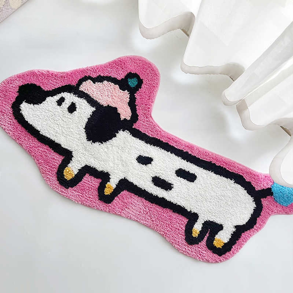 핑크강아지 러그 침대옆 거실 방꾸 원룸꾸미기 카펫 매트 핑크 강아지 50x100cm - 상세 이미지 2
