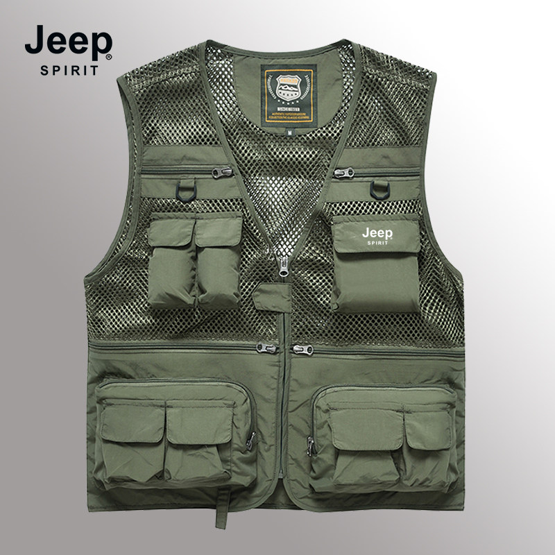 JEEP 메쉬 낚시 조끼 바다 루어 갯바위 민물 낚시복 - 상품 이미지