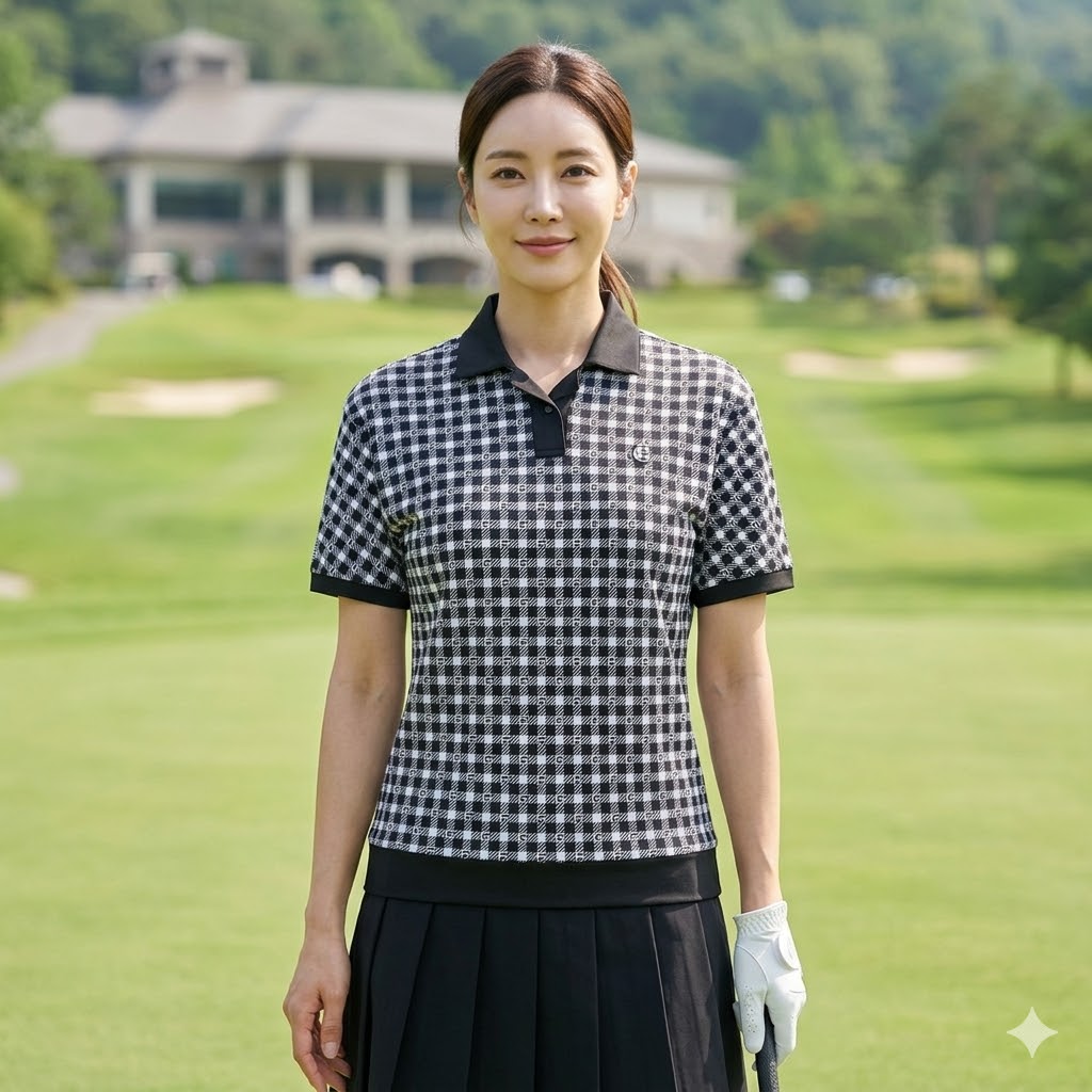 팬텀골프 여자 여름 골프웨어 냉감 스판 카라 골프 반팔티셔츠 - 상품 이미지