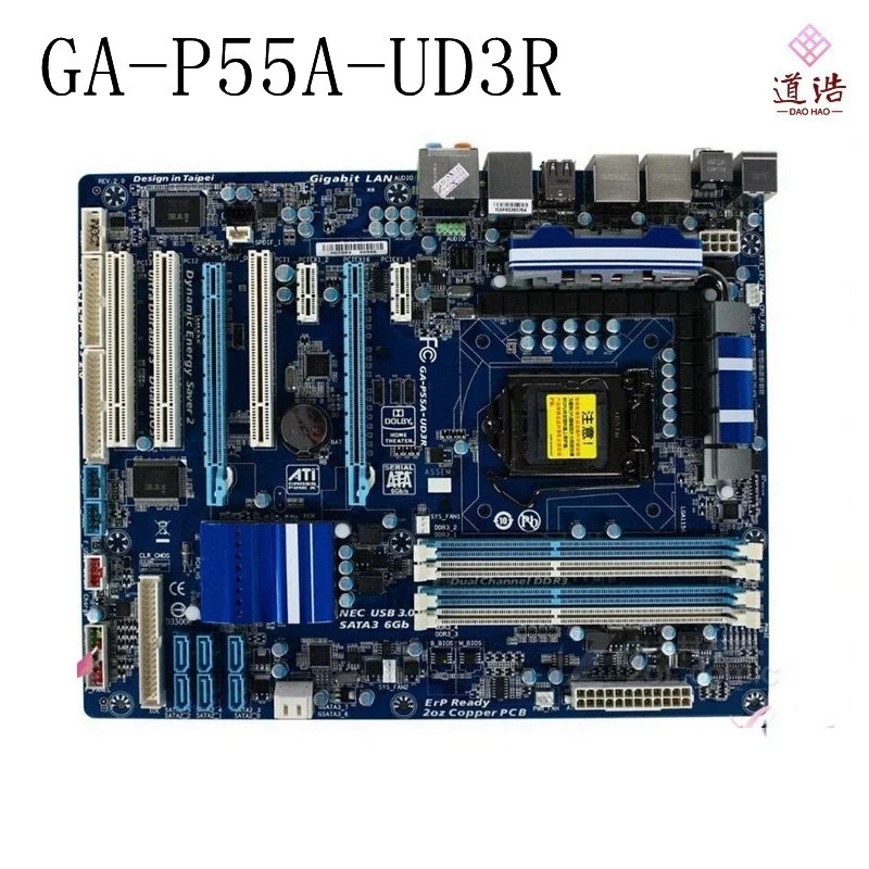 GA-P55A-UD3R 마더보드16GB 3xPCI USB2.0 LGA 1156 DDR3 P55 메인보드 완전 작동 리퍼