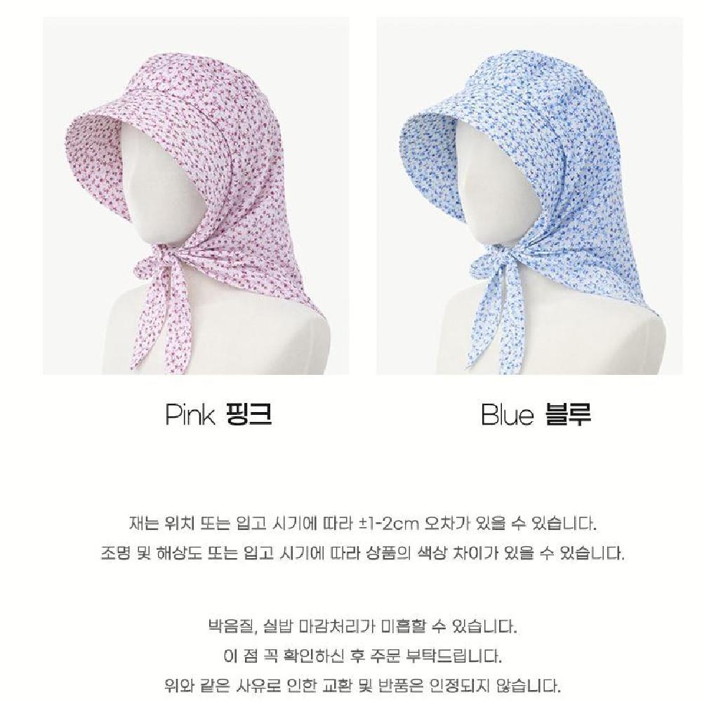 스카프 농사모자 작업 꽃무늬 썬캡 플라워 밭일 농촌 할머니 챙모자 여름 햇빛가리개 - 상세 이미지 4