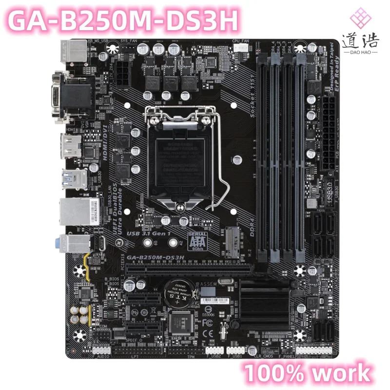 GA-B250M-DS3H 마더보드64GB M.2 DVI VGA HDMI LGA 1151 DDR4 마이크로 B250 메인보드 완전 작동 리퍼