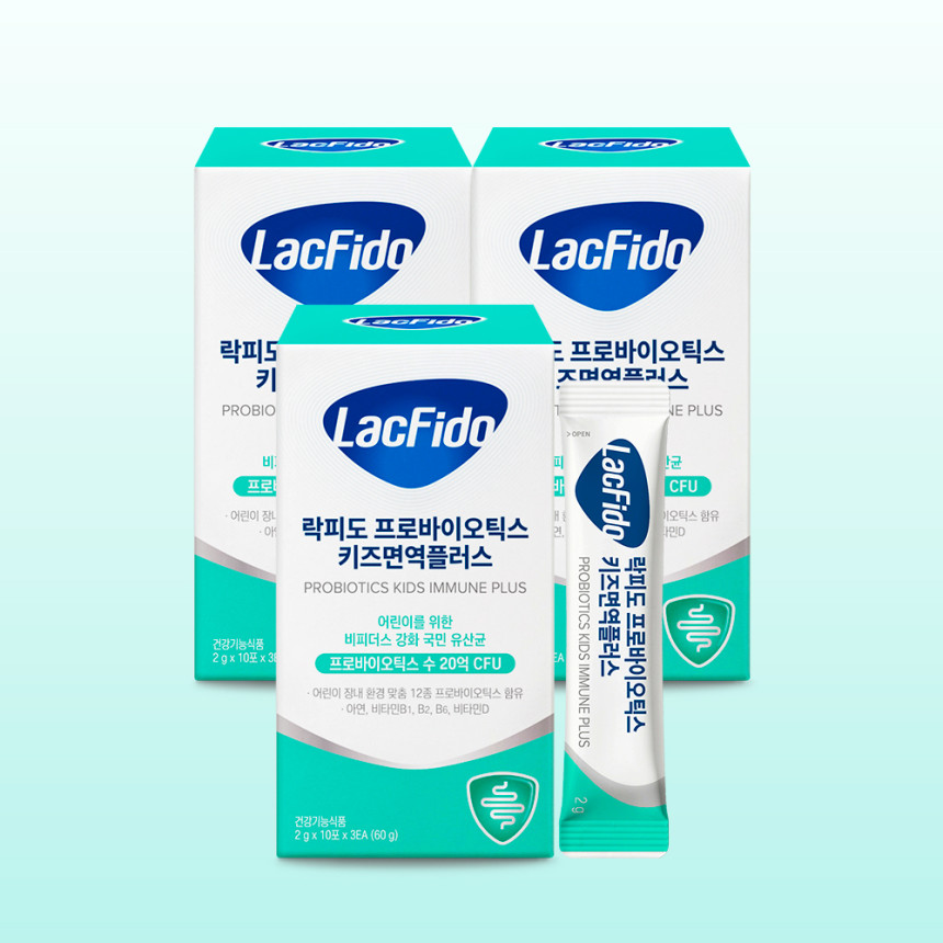 [네이버단독] 락피도 프로바이오틱스 키즈 면역플러스 유산균 아연 비타민d 30포, 3개