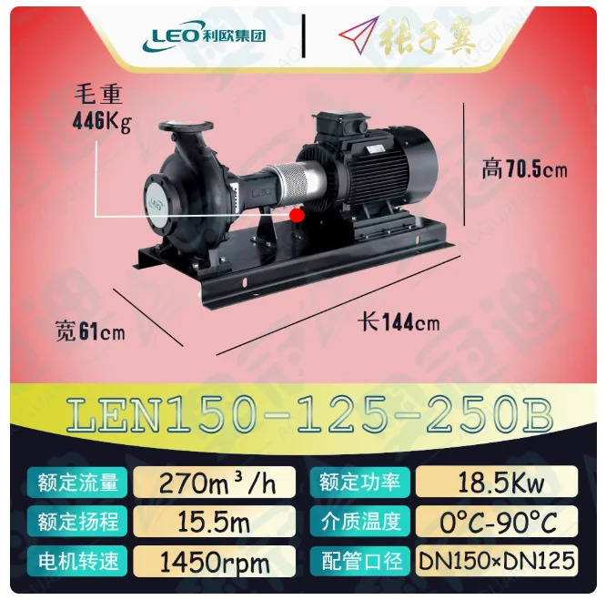 LEO LEN 수평 엔드 흡입 원심 펌프 LEN150-125-250 22KW LEN150-125-250A LEN150-125-250B 18.5KW LEN150-125-250C 1