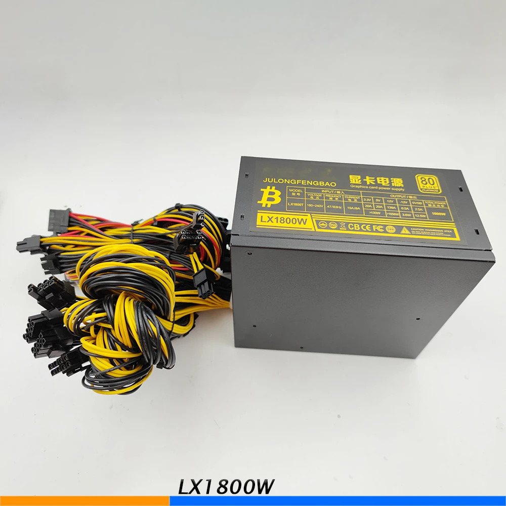 JULONGFENGBAO LX1800W 전전원공급장치 1800W 180-240V 204PIN 44PIN 62PINx16 IDEx3 SATAx8 리퍼 전