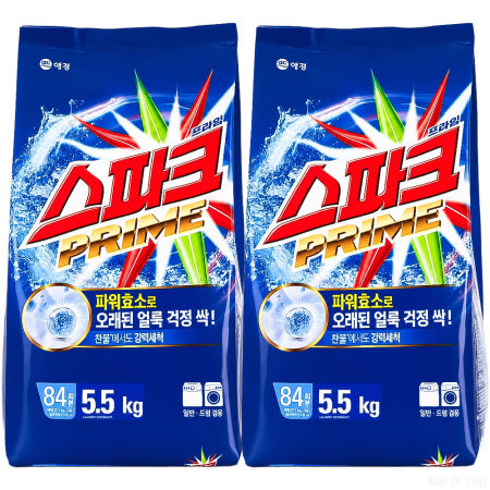 애경 스파크 찬물전용 가루세제 세탁 빨래 5.5kg, 2개