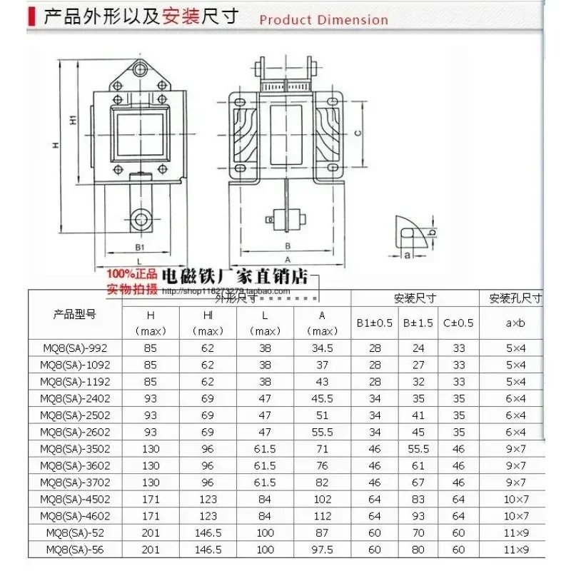 AC 트랙션 전자석 SA-36024kg 트래블 20mm 40N 전체 구리선 레벨 a