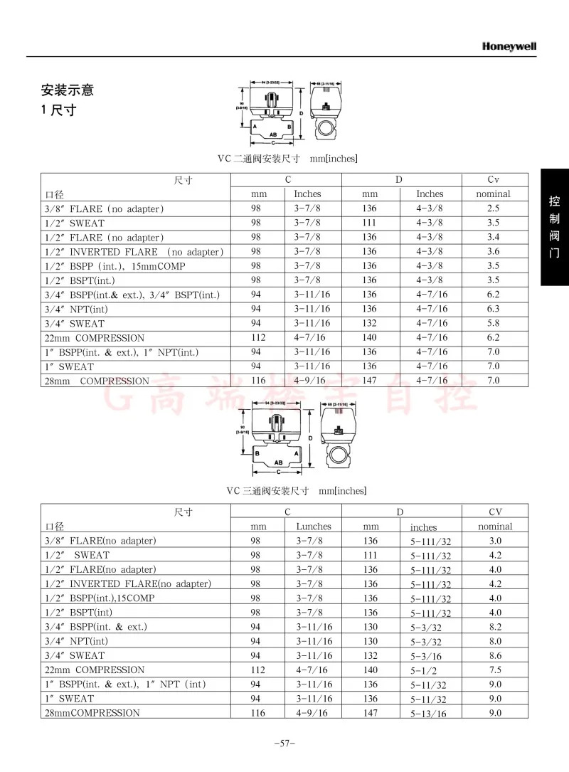VN4013 시리즈 VN6013AJC1000T 팬 코일 전기 양방향 밸브 VC6013