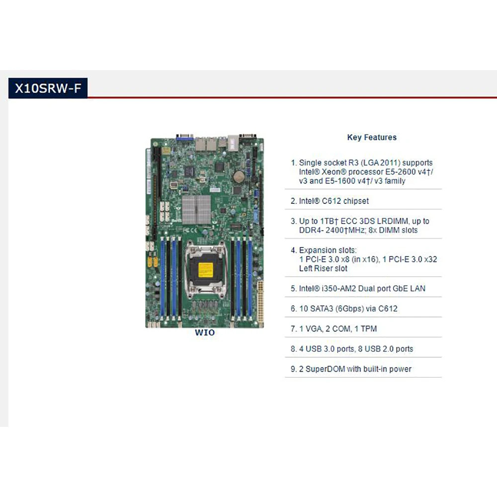 슈퍼마이크로 E5-1600 E5-2600 C612 LGA2011 X10SRW-F서버 마더보드