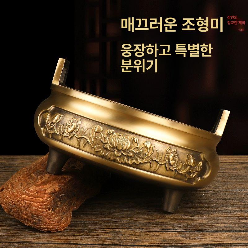 제사용품 순동 향로 엔틱 브론즈 원형 소형 가정용 불교 인테리어 향로 - 상세 이미지 4