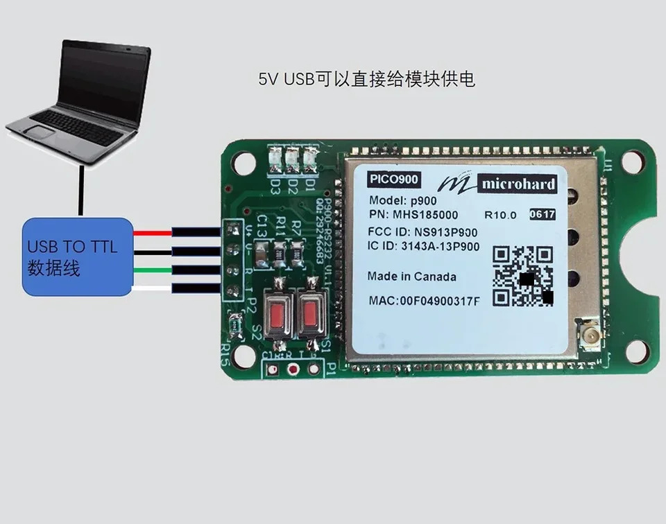 드론 UVA 디지털 라디오 Microhard P900 PIXHAWK TTL RS232 버전
