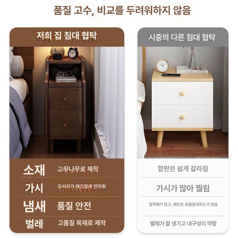 초미니 미니협탁 다크우드 타입우드 틈새협탁 조립 틈새수납 침대서랍장 - 상세 이미지 4