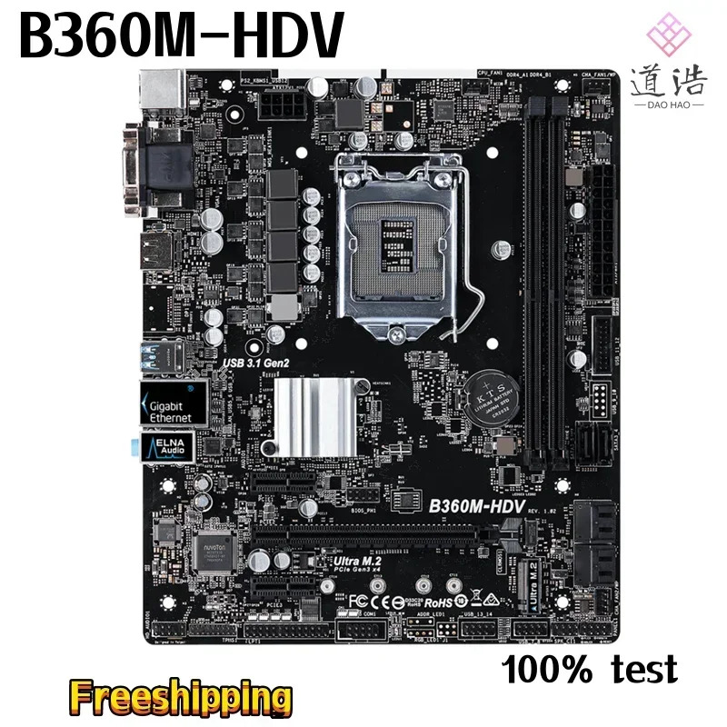 ASRock호환 B360M-HDV 마더보드 32GB HDMI PCI-E3.0 M.2 LGA 1151 DDR4 Micro B360 메인보드 리퍼 완료 작동