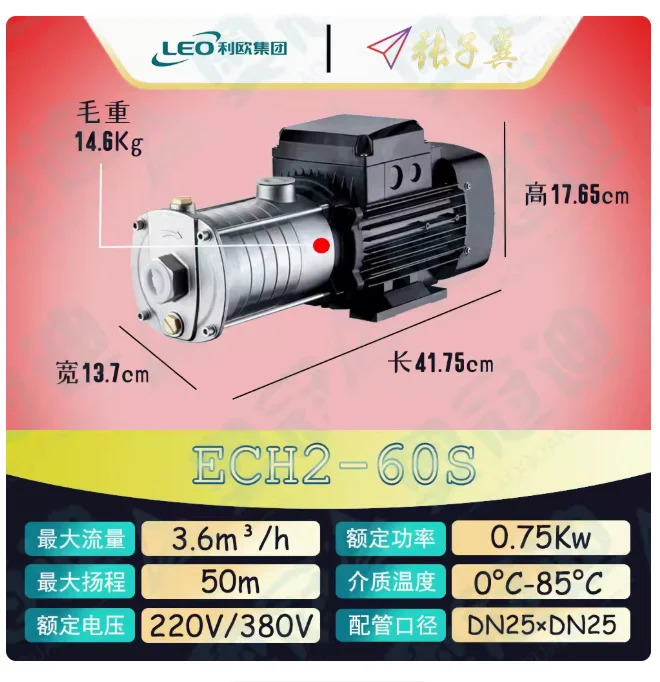 LEO ECH-S 스테인레스 스틸 수평 다단 원심 워터 펌프 3상 220V ECH2-60S ECH4-20S ECH4-30S ECH4-40S