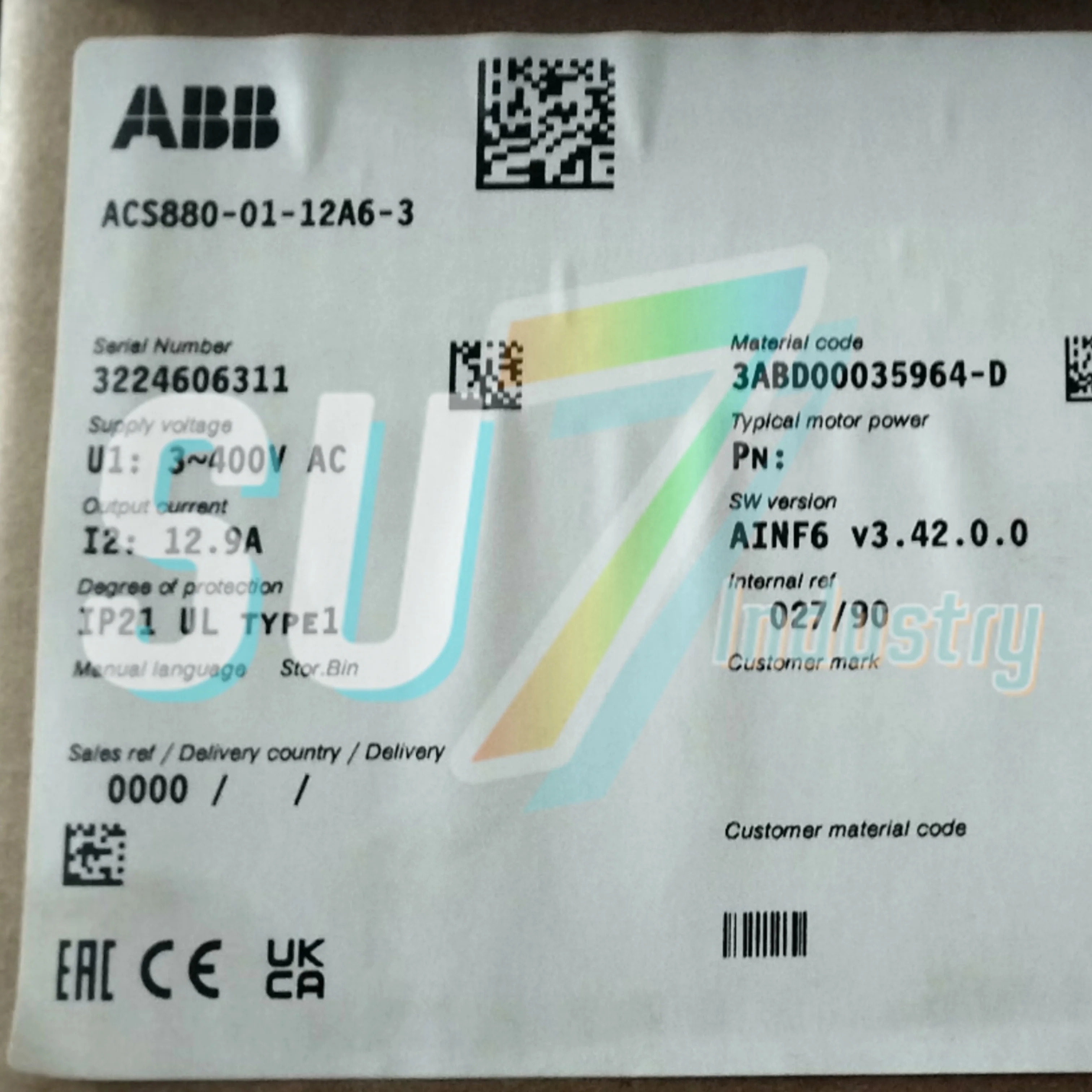 ACS880-01-12A6-3 ACS880-01-017A-3 주파수 변환기 원본