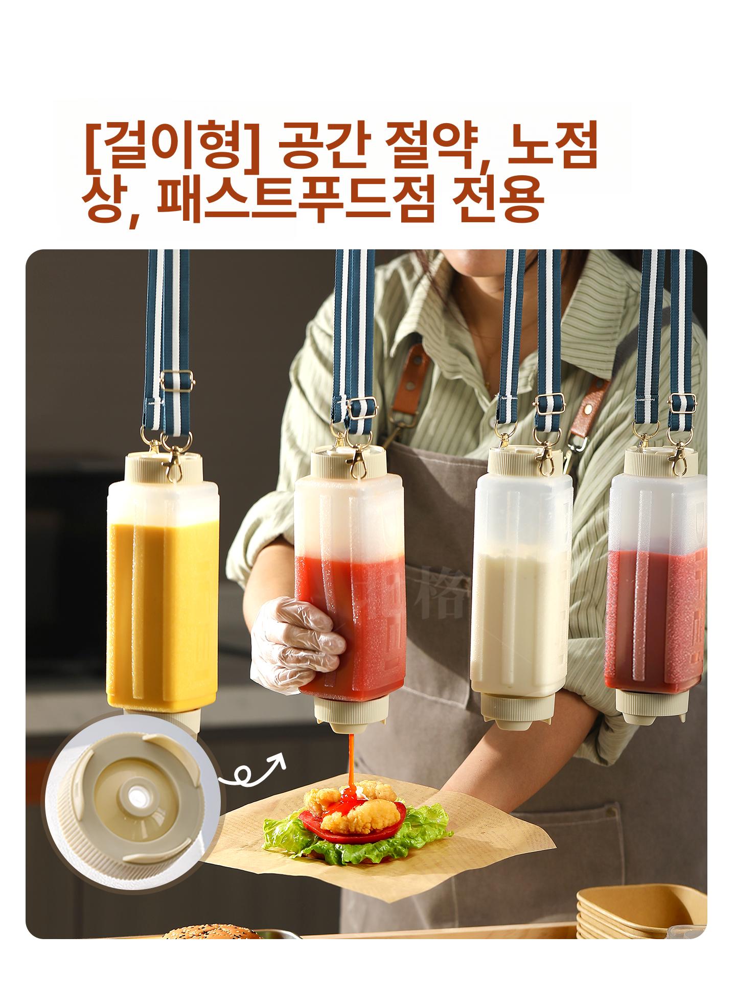 벽걸이 소스 디스펜서 양념통 정량 스퀴즈 펌핑 조미료 용기 - 상세 이미지 2