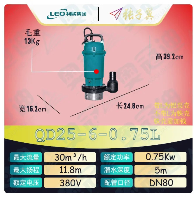 LEO QDX 소형 수펌프 철 쉘 3상 380V QX15-10-0.75 QX25-6-0.75 QX1.5-32-0.75 QX40-6-1.1 QX15-14-1.1 QX10-18