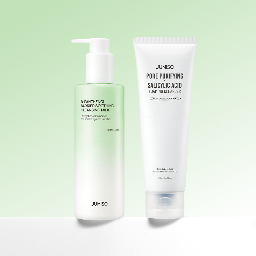 [클렌징SET] 주미소 디판테놀 베리어 수딩 클렌징 밀크 300ml + 살리실산 클렌징폼 120g - 상품 이미지