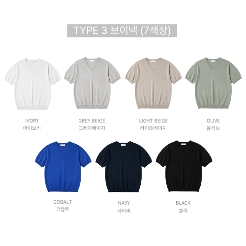 남자여름니트 남성 반팔 카라 라운드 브이넥 니트 3종 이미지 7