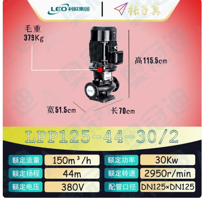 LEO LPP 바닥판이 없는 수직 파이프라원심 순환 펌프 LPP100-21-11/4 LPP100-16-7.5/4 125-50-30/2 125-44-30