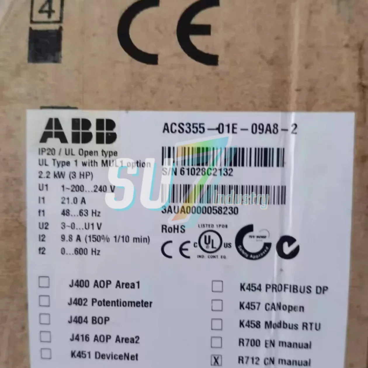 ACS355-01E-07A5-2 ACS355-01E-09A8-2 주파수 변환기 신규 입고