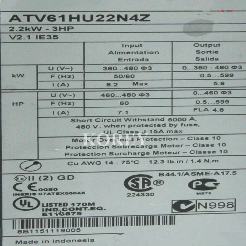 ATV61 시리즈 인버터 ATV61H075N4Z ATV61HU15N4Z ATV61HU22N4Z ATV61HU30N4Z ATV61HU40N4Z ATV61HU55N4Z ATV61HU