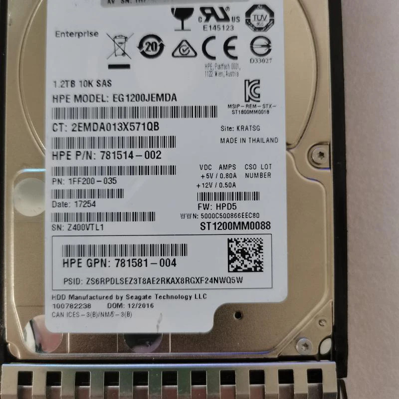 hp호환E J9F48A경우 787648 -001 MSA2 1.2TB 12G 10K 2.5인치 DP ENT SAS 엔터프라이즈 서버 하드