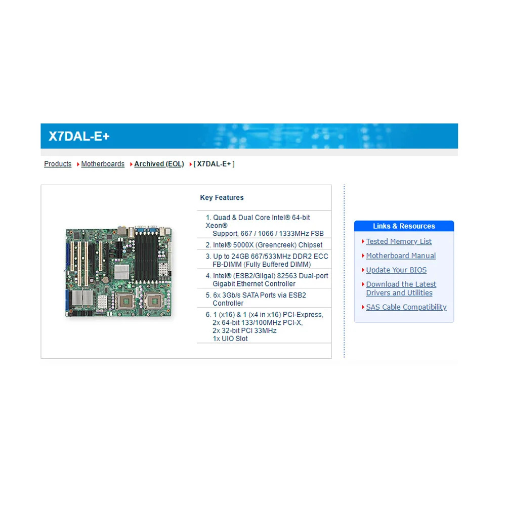 Supermicro 워크스테이션 마더보드듀얼 LGA771 Xeon 쿼드 코어 5400/5300 시퀀스 듀얼 5200/5100/5000 X7DAL-E