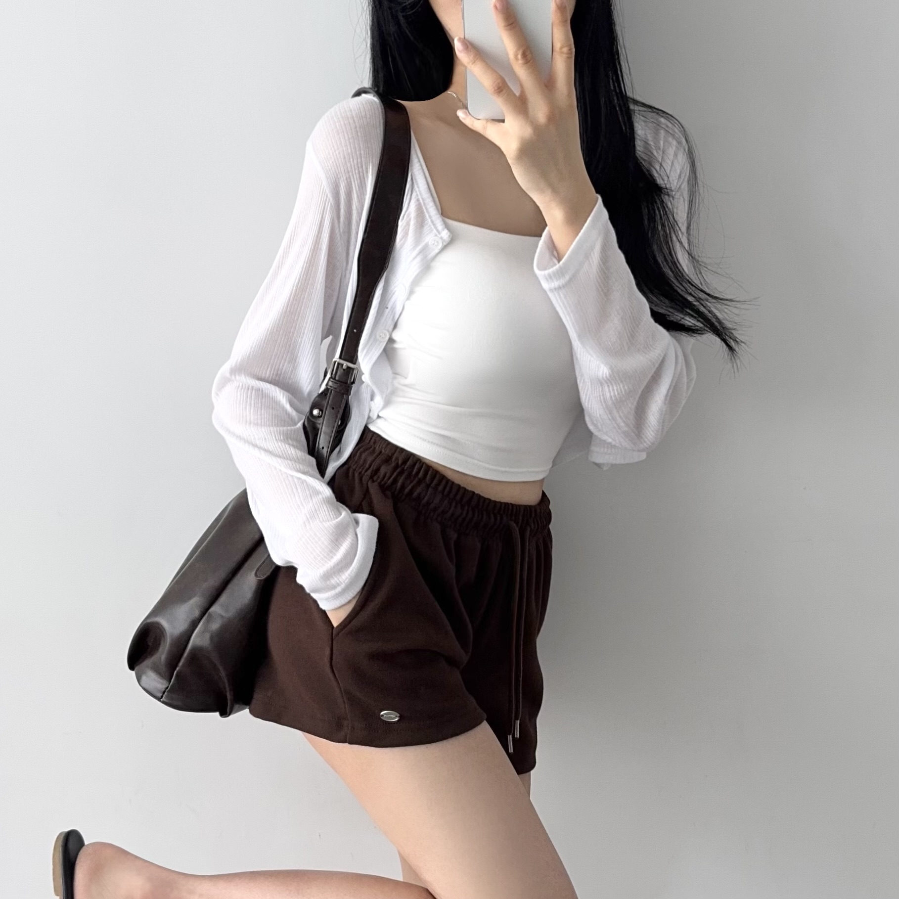 롱다리핏 허리밴딩 팬던트 3부 스트랩 숏팬츠 포켓 트레이닝바지 반바지 - 상세 이미지 4