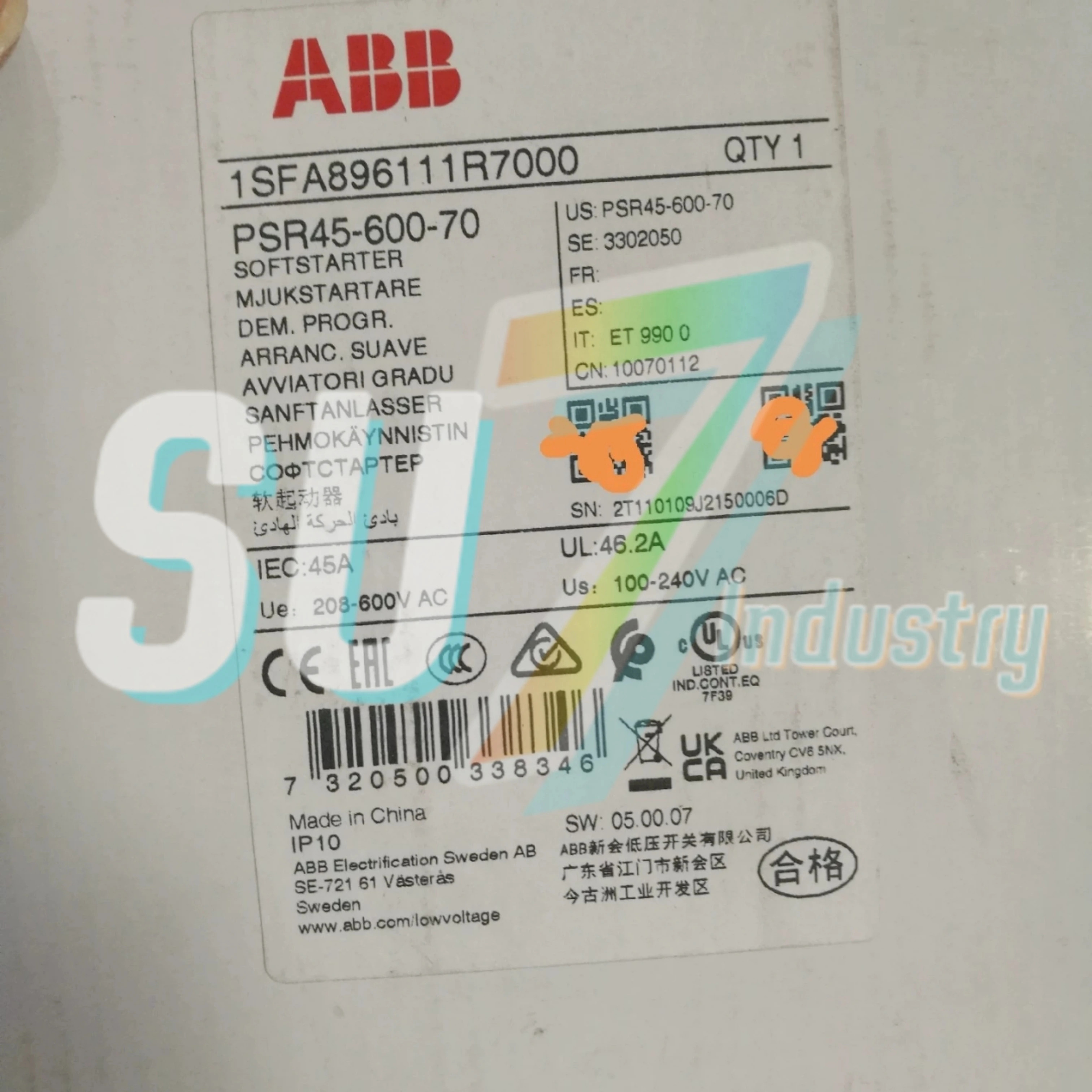 소프트 스타터 PSR37-600-7018.5KW PSR45-600-7022KW 원본