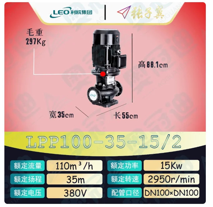 LEO LPP 바닥판이 없는 수직 파이프라원심 순환 펌프 LPP100-24-15/2 LPP100-20-11/2 100-35-15/2 100-28-11