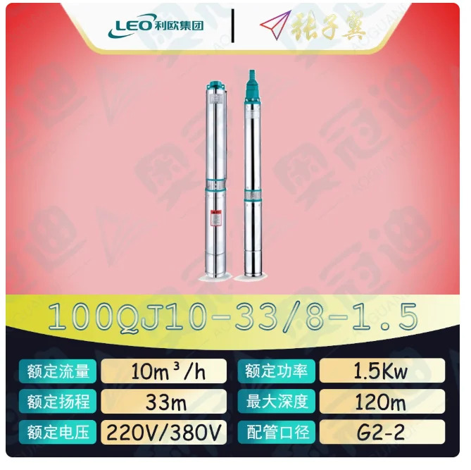 LEO QJ 깊은 우워터펌프 하이 리프트 스테인레스 스틸 3상 380V 100QJ10-25/6-1.1 100QJ10-33/8-1.5 100QJ10-48/12-2.2