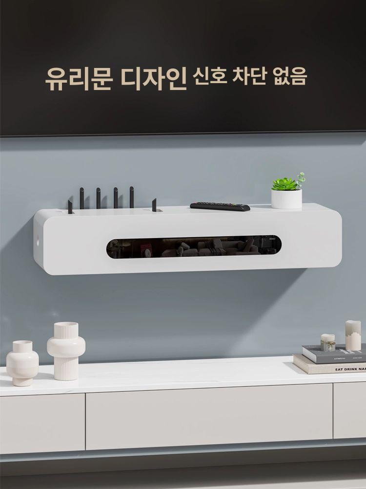벽걸이 공유기정리함 셋톱박스 무타공 콘센트 수납함 보관함 소켓 셋탑박스 소품 - 상세 이미지 3