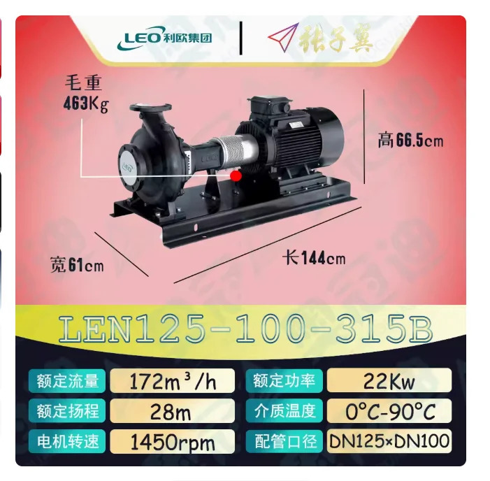 LEO LEN 수평 엔드 흡입 원심 펌프 LEN125-100-315C 18.5KW LEN125-100-315D LEN125-100-315E 15KW