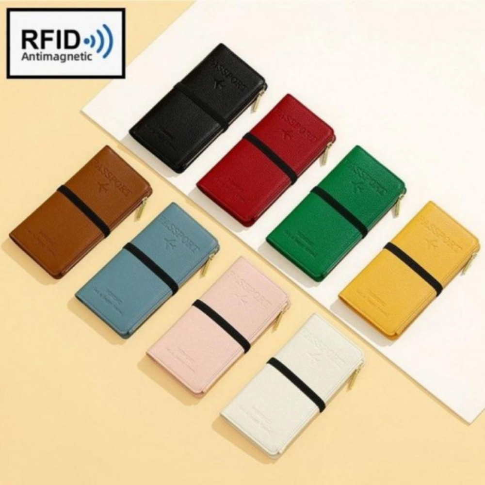 여권 케이스 패스포트 홀더 RFID 차단 파우치 멀티 수납 지갑 여행 클러치 카드 슬롯 - 상품 이미지