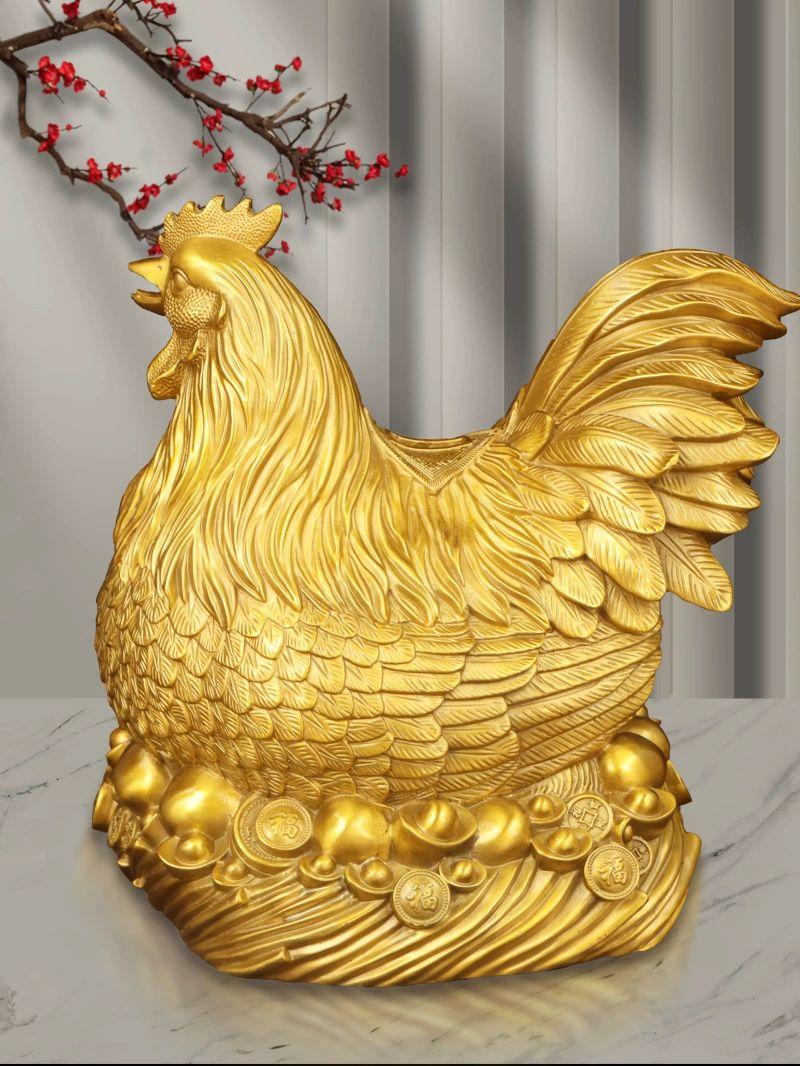 황금닭 풍수 조각상 장식품 소품 인테리어 집들이 선물 풍리 닭모형 조형물 - 상세 이미지 4