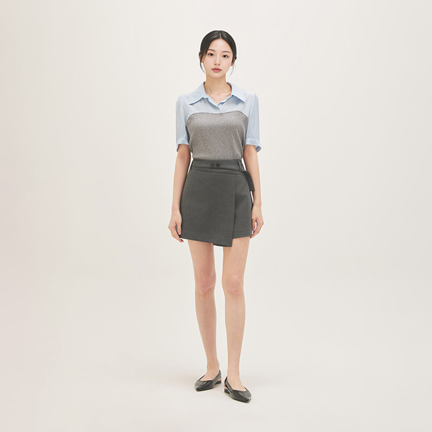 로엠 벨티드 랩 치마바지 RMTWG25RT1 - 상품 이미지