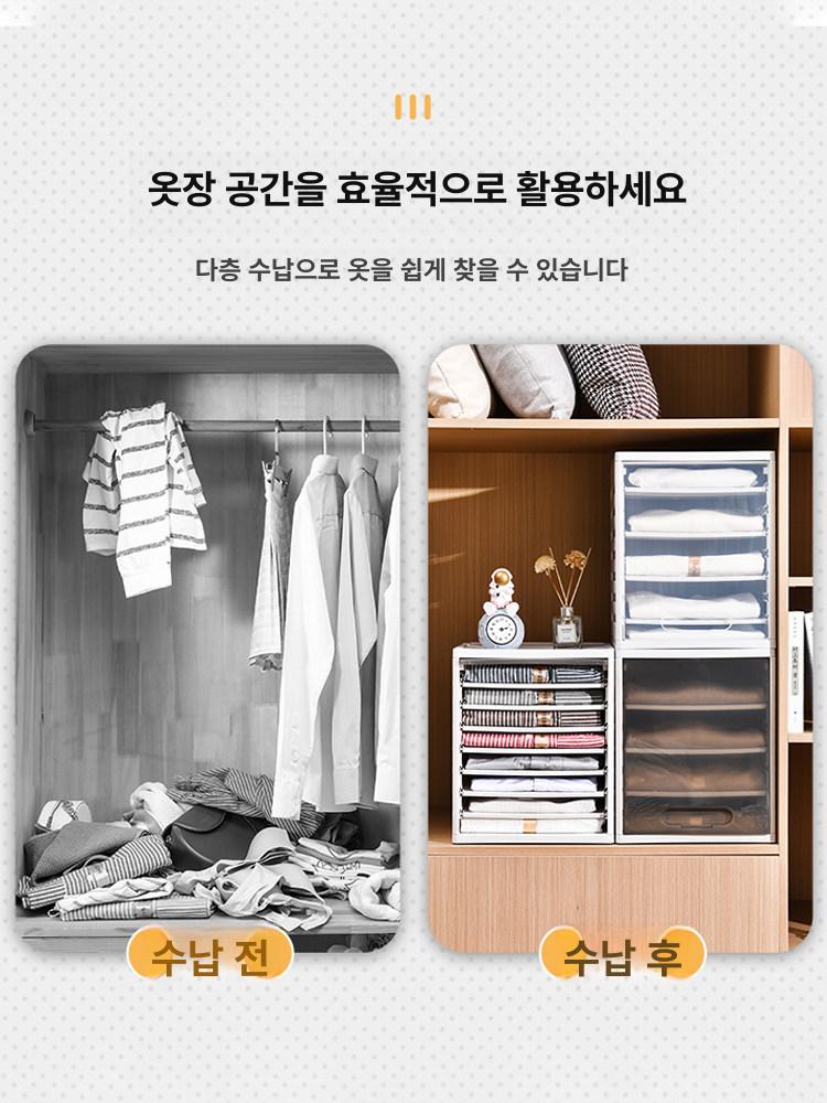 옷장 옷정리함 투명 수납장 니트보관함 격자 계절옷정리 - 상세 이미지 2