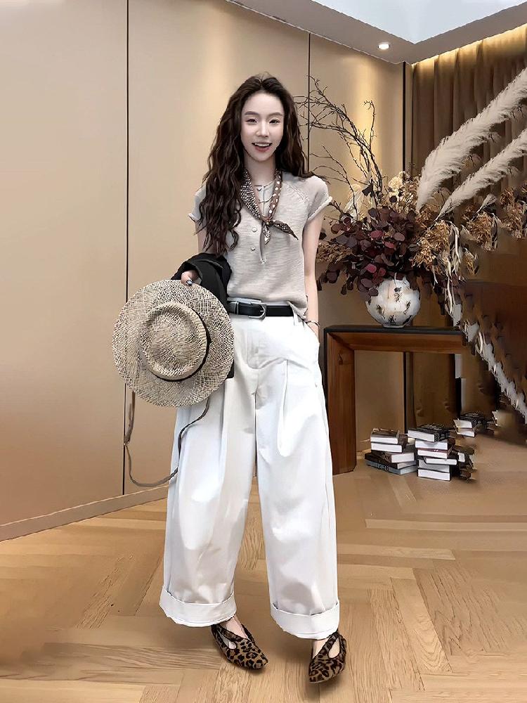 르넬 블라우스 반팔 핀턱 시스루 배색 긴팔 단품 퍼프소매 셔링 셔츠 여름 여성 레이스 남방 - 상세 이미지 2