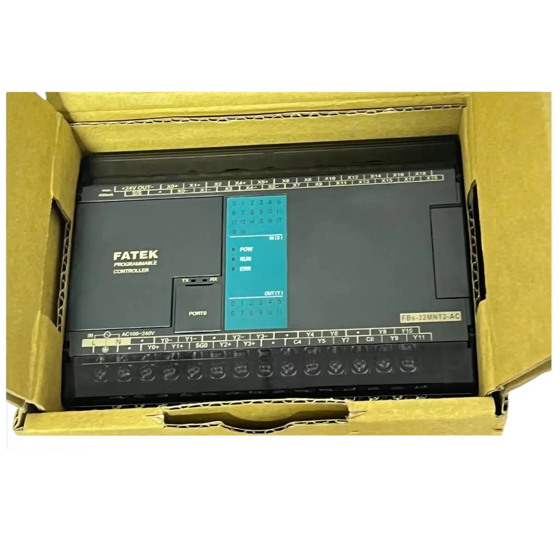 오리지널 FATEK FBS-32MNT2-AC PLC 프로그래밍 컨트롤러.